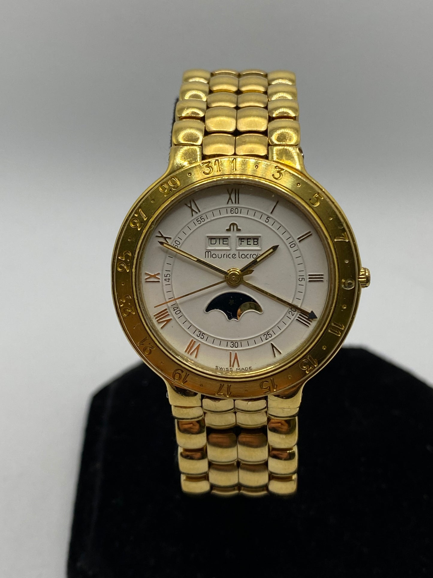 Maurice Lacroix Triple Date Moonphase Quartz 18K Gold Plated