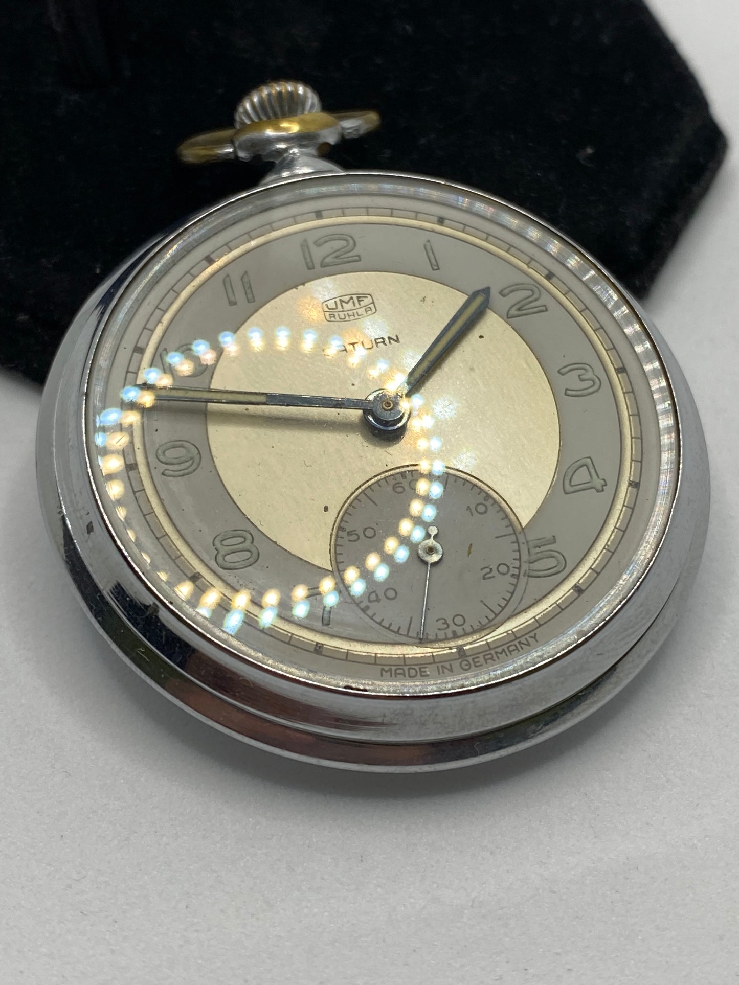 UMF Ruhla Saturn Bullseye Pocket Watch