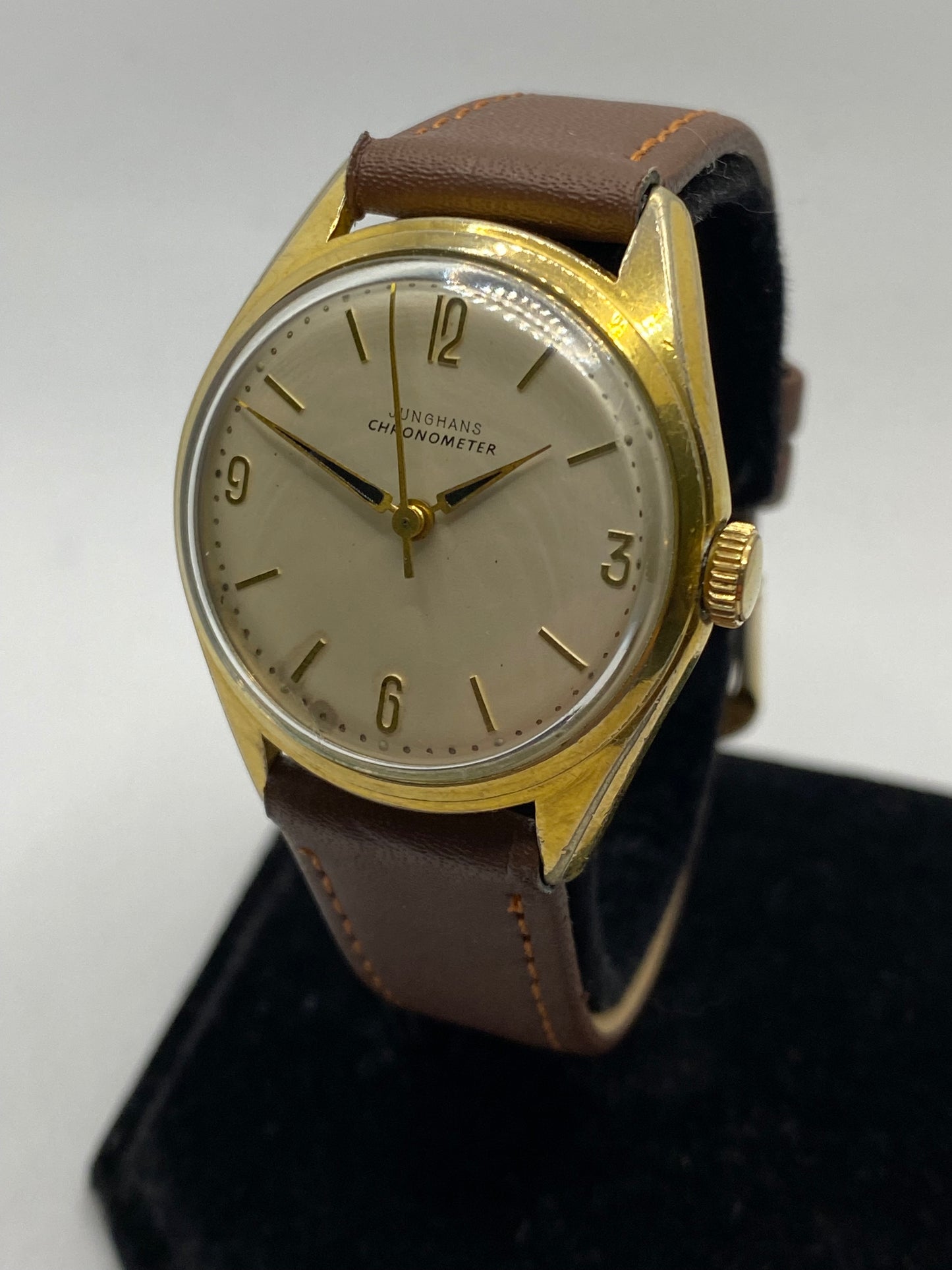 Junghans Chronometer Bauhaus Style Manual Wind Champagne Dial Excellent Condition