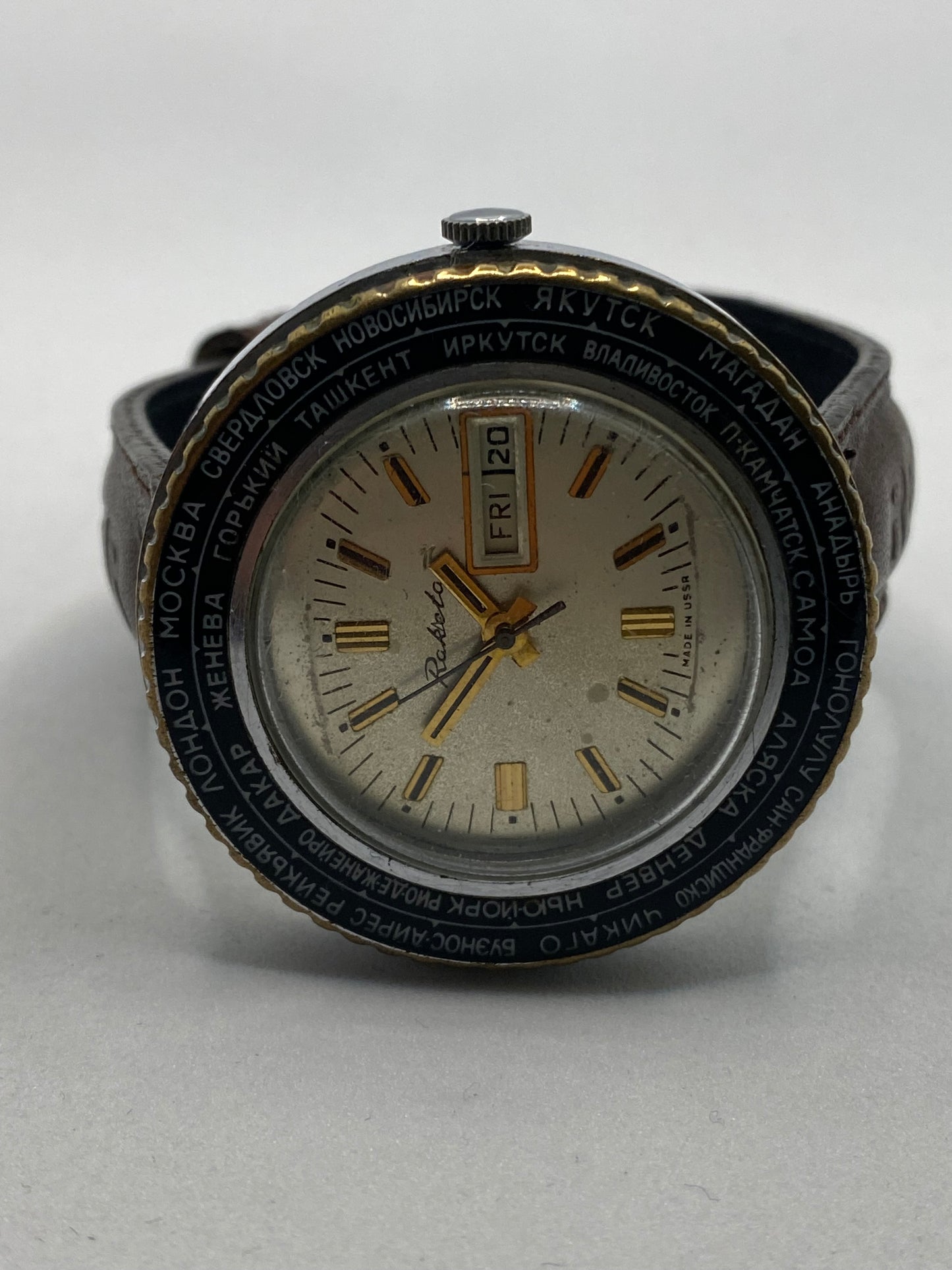 Raketa WorldTime Day Date Manual Wind Vintage Watch