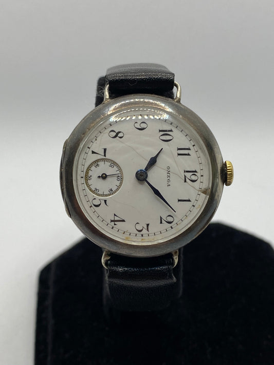 Omega Trench Military WW2 Art Deco Silver Watch