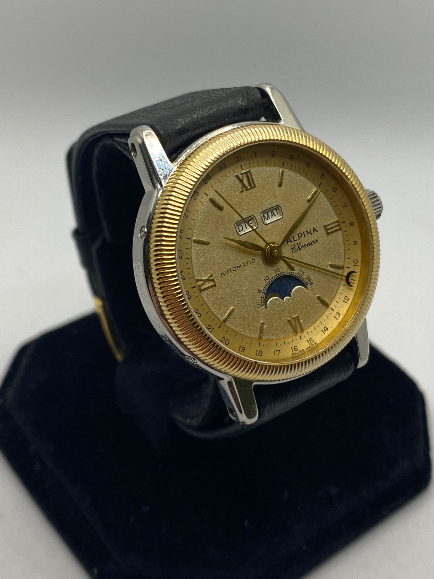 Alpina 18K Solid Gold/ Steel Automatic Triple Date Moonphase Men’s Watch