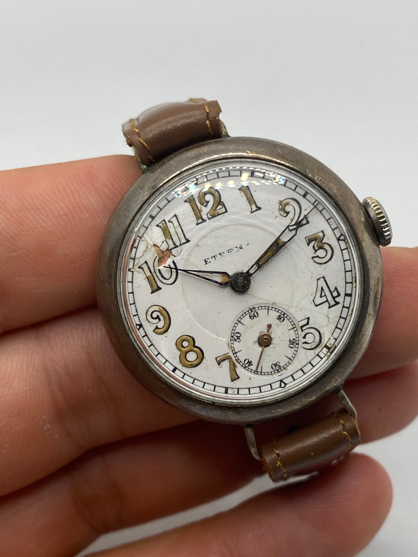 Eterna Military WW1 Trench Silver Rare Watch