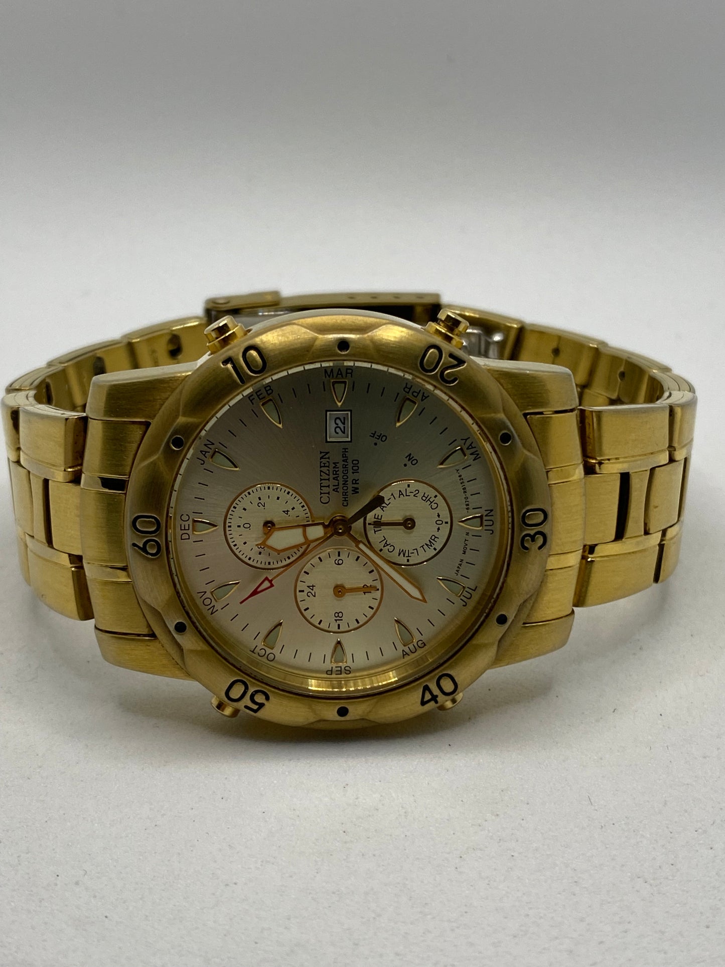 Citizen Alarm Chronograph Timer 10ATM All Gold Plated Men’s Watch