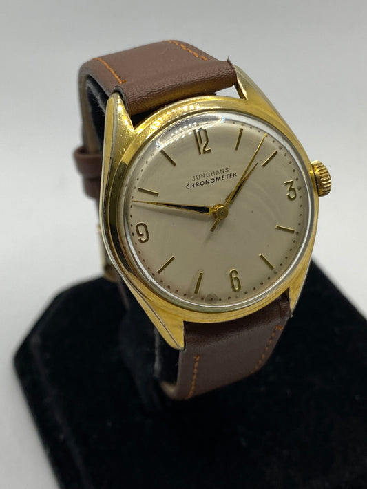 Junghans Chronometer Bauhaus Style Manual Wind Champagne Dial Excellent Condition