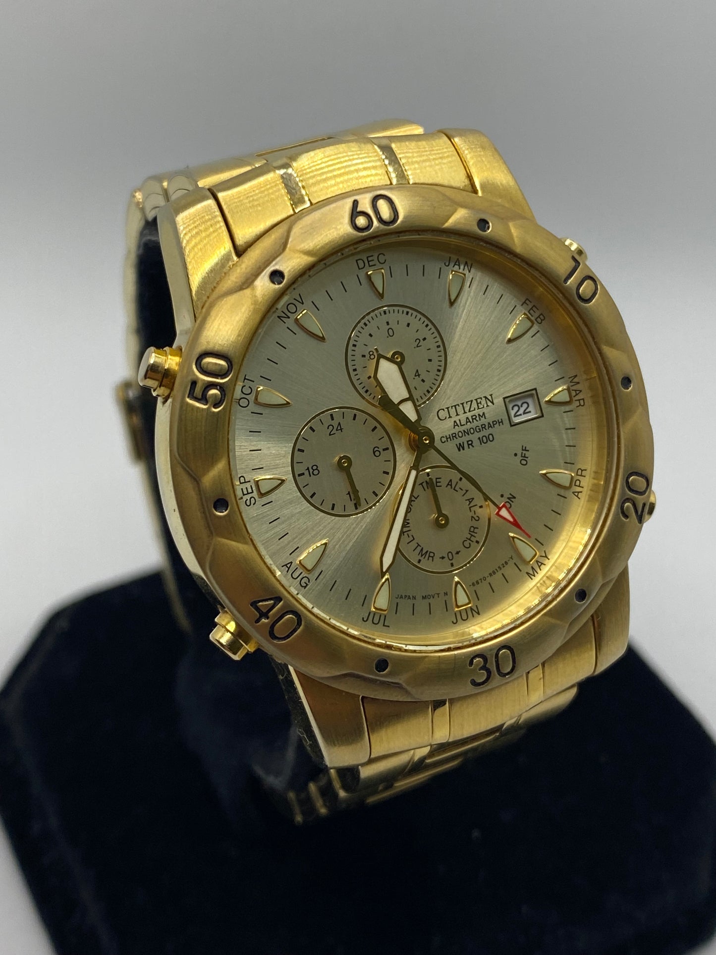 Citizen Alarm Chronograph Timer 10ATM All Gold Plated Men’s Watch