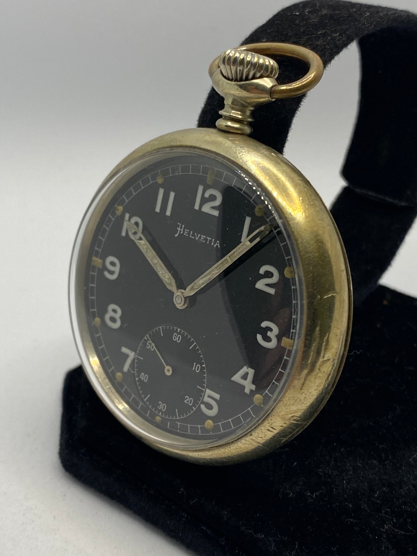 Helvetia Military WW2 Black Dial German Pocket Watch