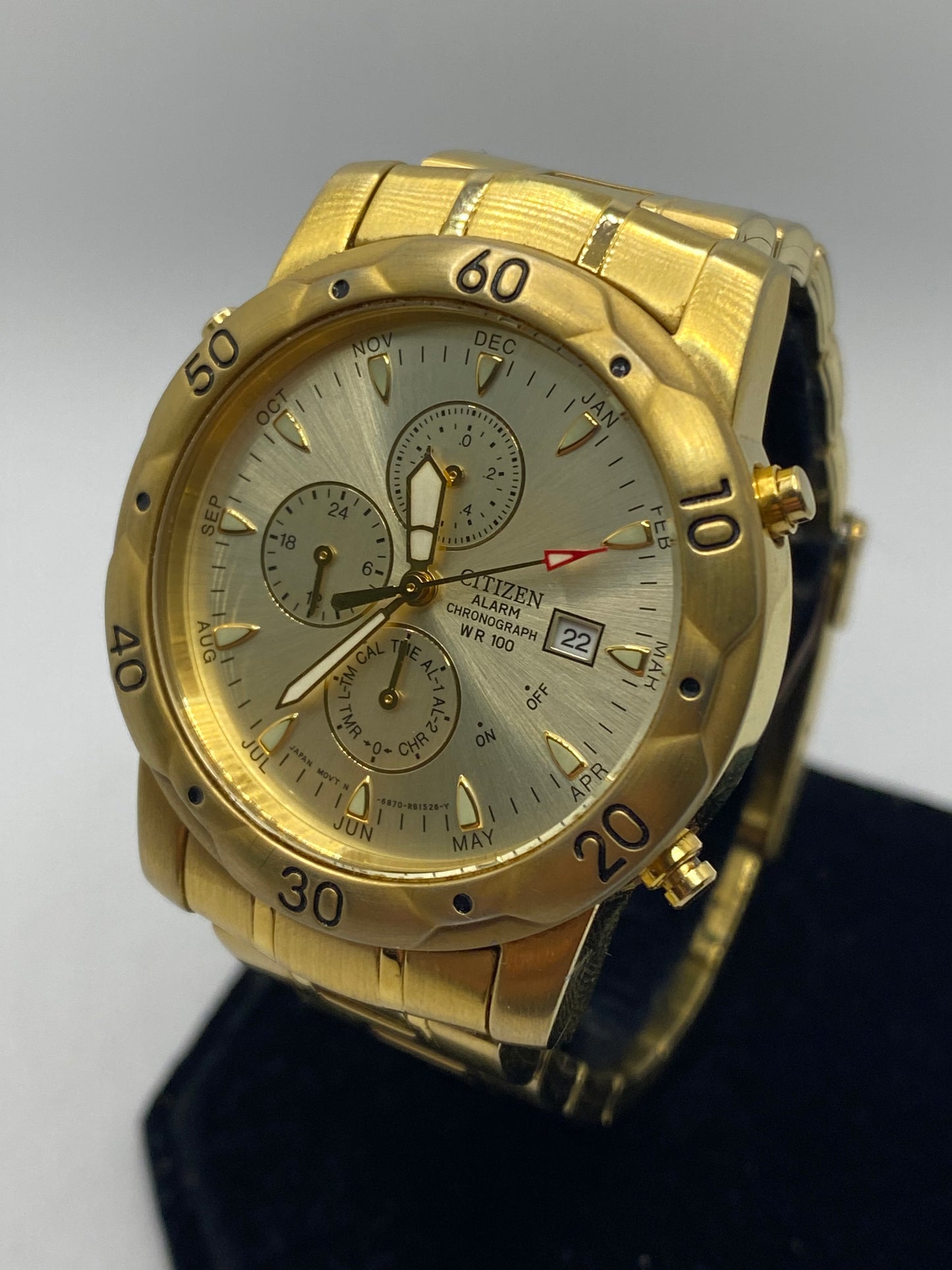 Citizen Alarm Chronograph Timer 10ATM All Gold Plated Men’s Watch