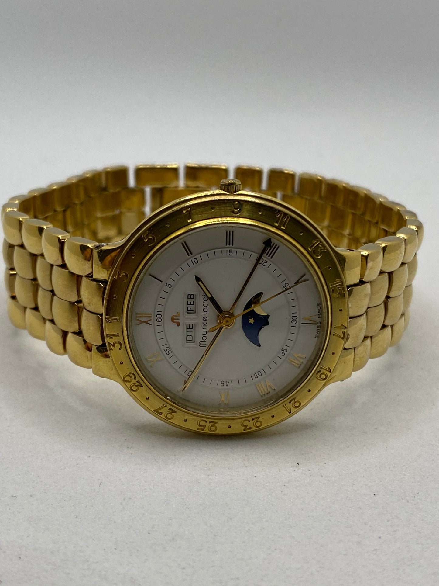 Maurice Lacroix Triple Date Moonphase Quartz 18K Gold Plated