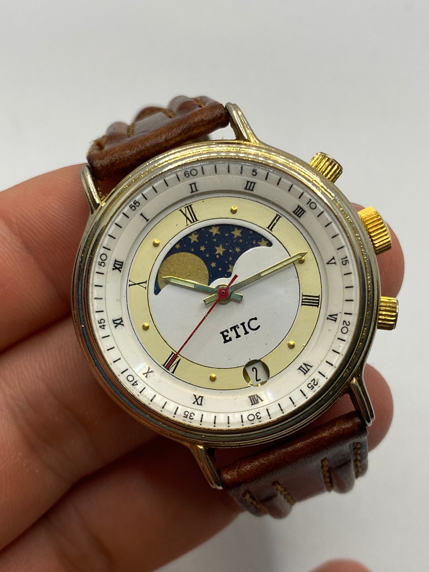 Etic Moonphase Date Manual Wind Rare Watch