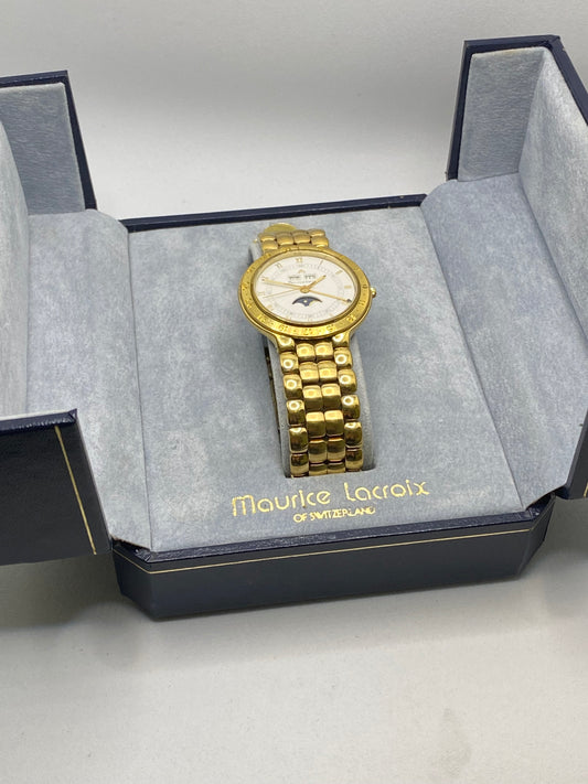 Maurice Lacroix Triple Date Moonphase Quartz 18K Gold Plated