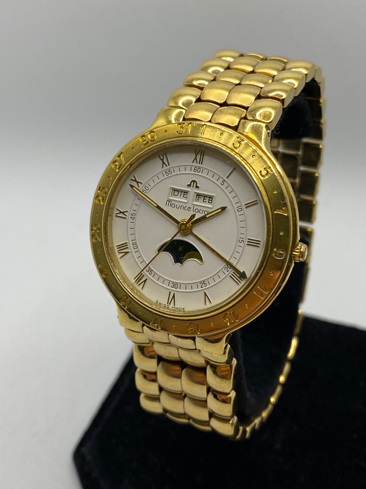 Maurice Lacroix Triple Date Moonphase Quartz 18K Gold Plated