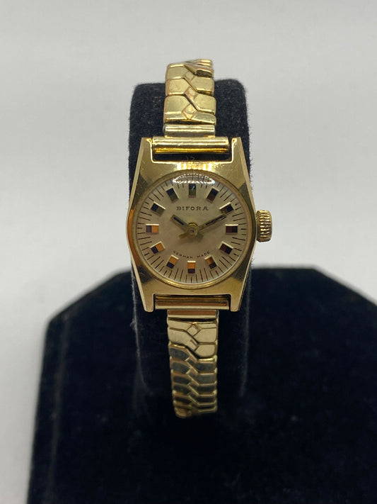 Bifora German Made All Gold Plated 70s Vintage Ladies Watch