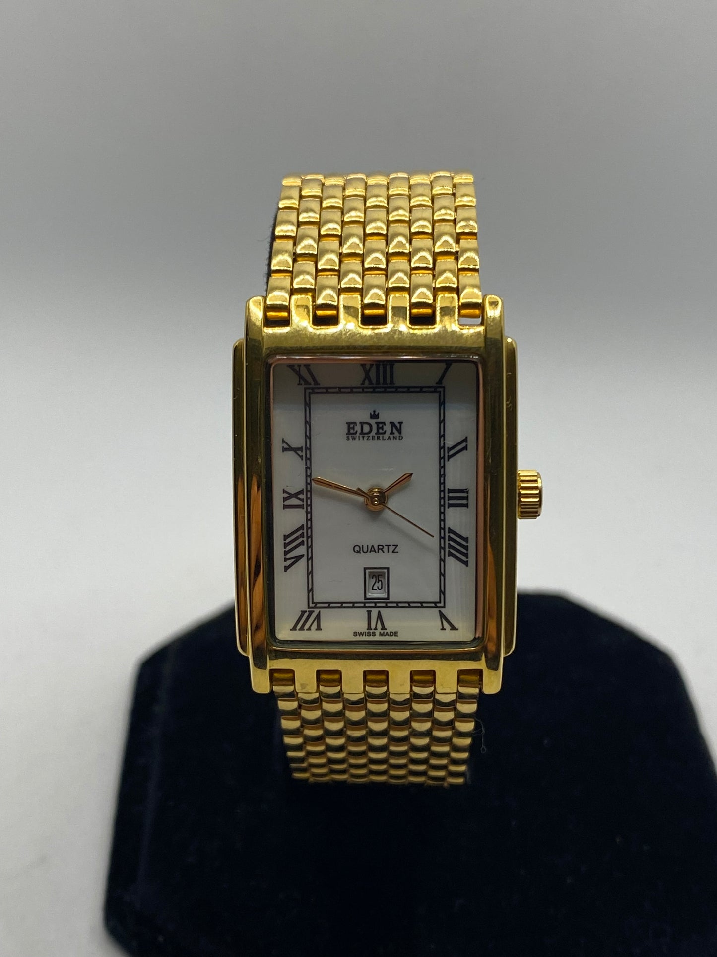 Eden Swiss Tank 14K Gold Plated Unisex Watch