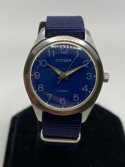 Citizen 17 Jewels Blue Dial Manual Wind Vintage Watch