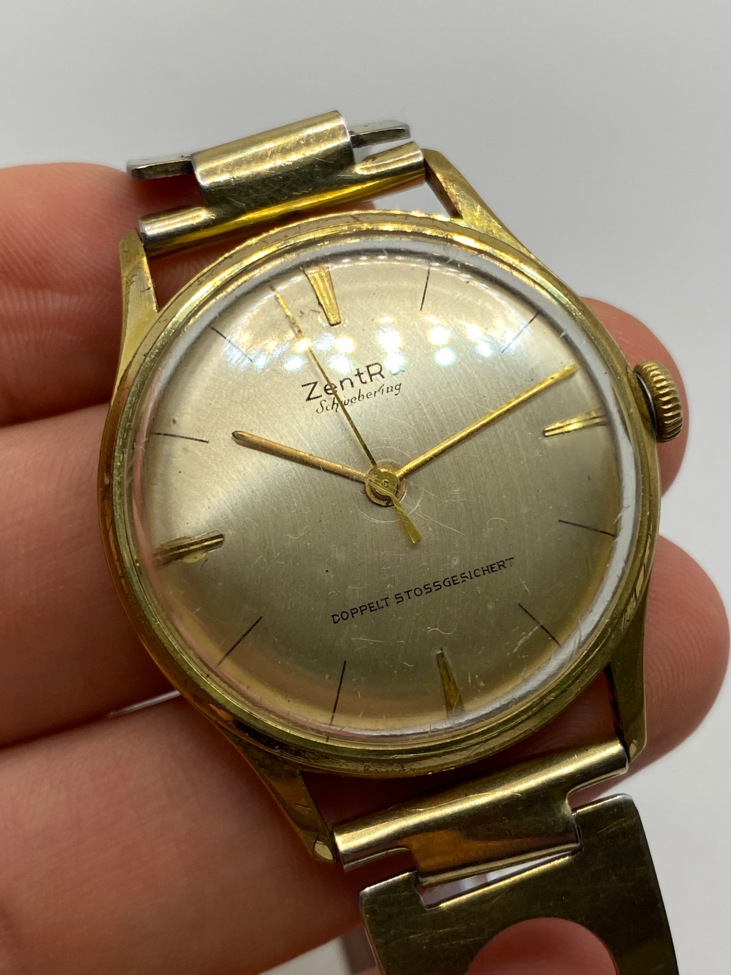 ZentRa Schwebering Manual Wind Gold Plated Watch