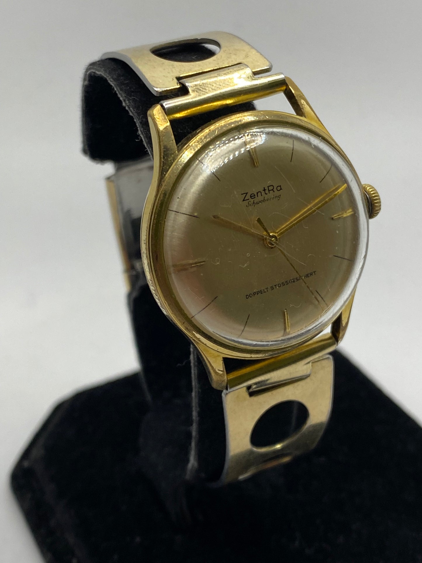 ZentRa Schwebering Manual Wind Gold Plated Watch