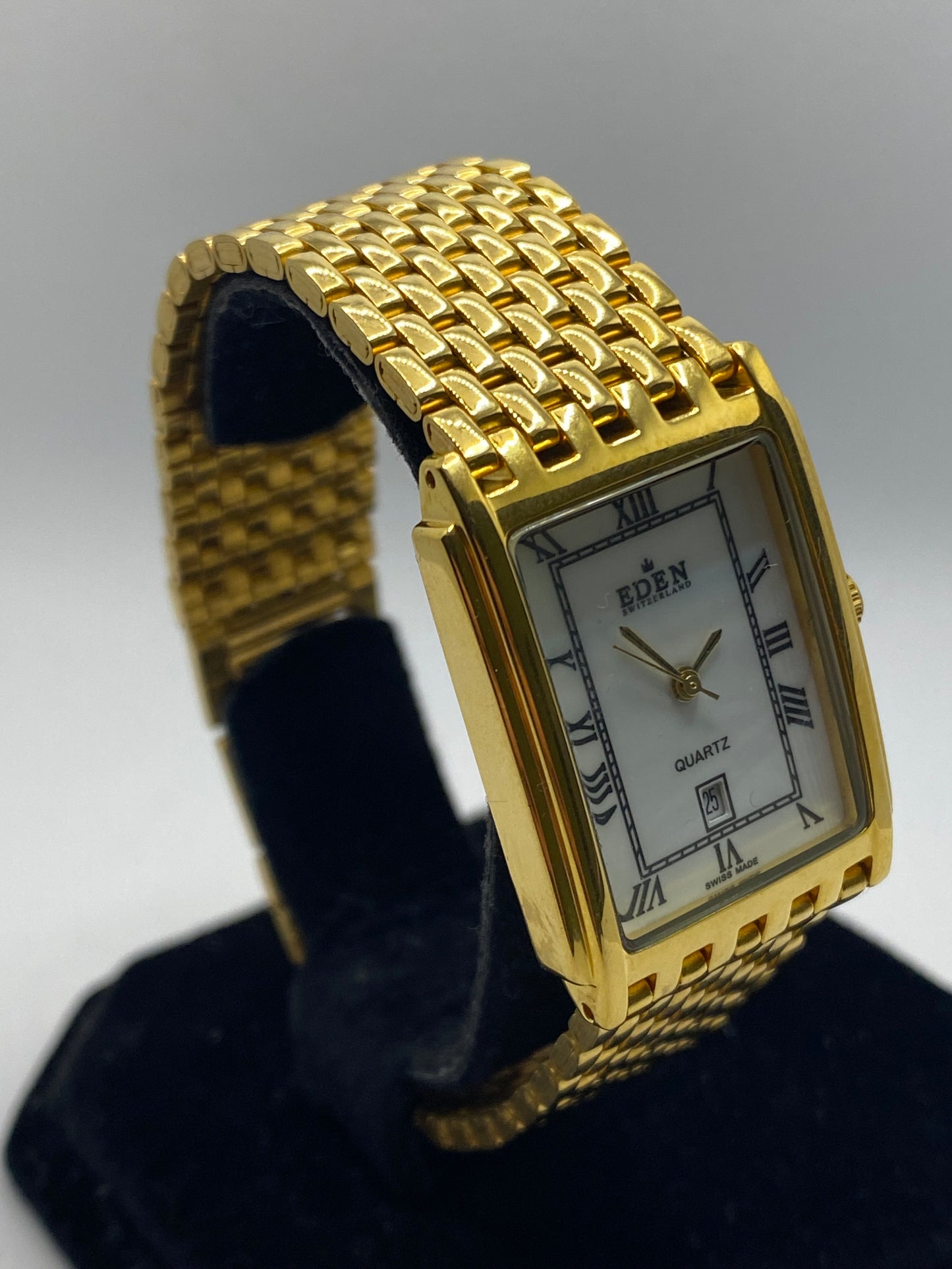 Eden Swiss Tank 14K Gold Plated Unisex Watch