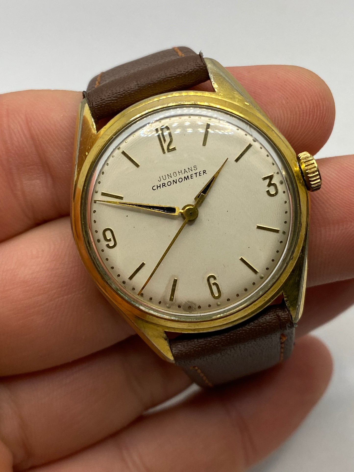 Junghans Chronometer Bauhaus Style Manual Wind Champagne Dial Excellent Condition