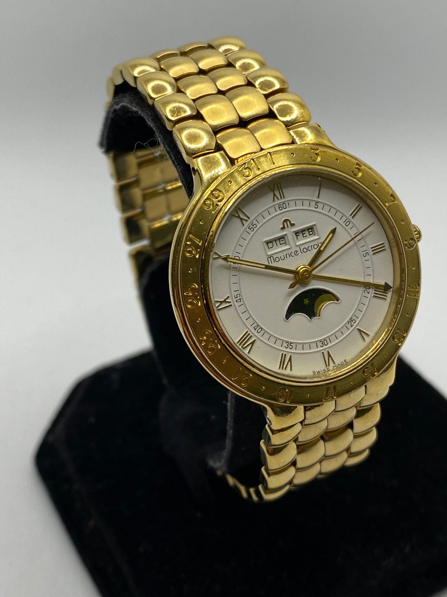 Maurice Lacroix Triple Date Moonphase Quartz 18K Gold Plated