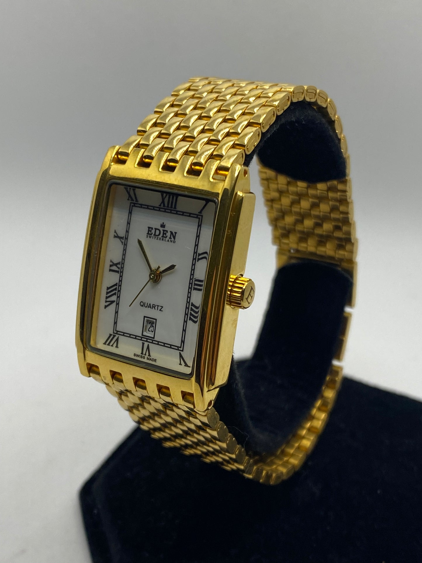 Eden Swiss Tank 14K Gold Plated Unisex Watch