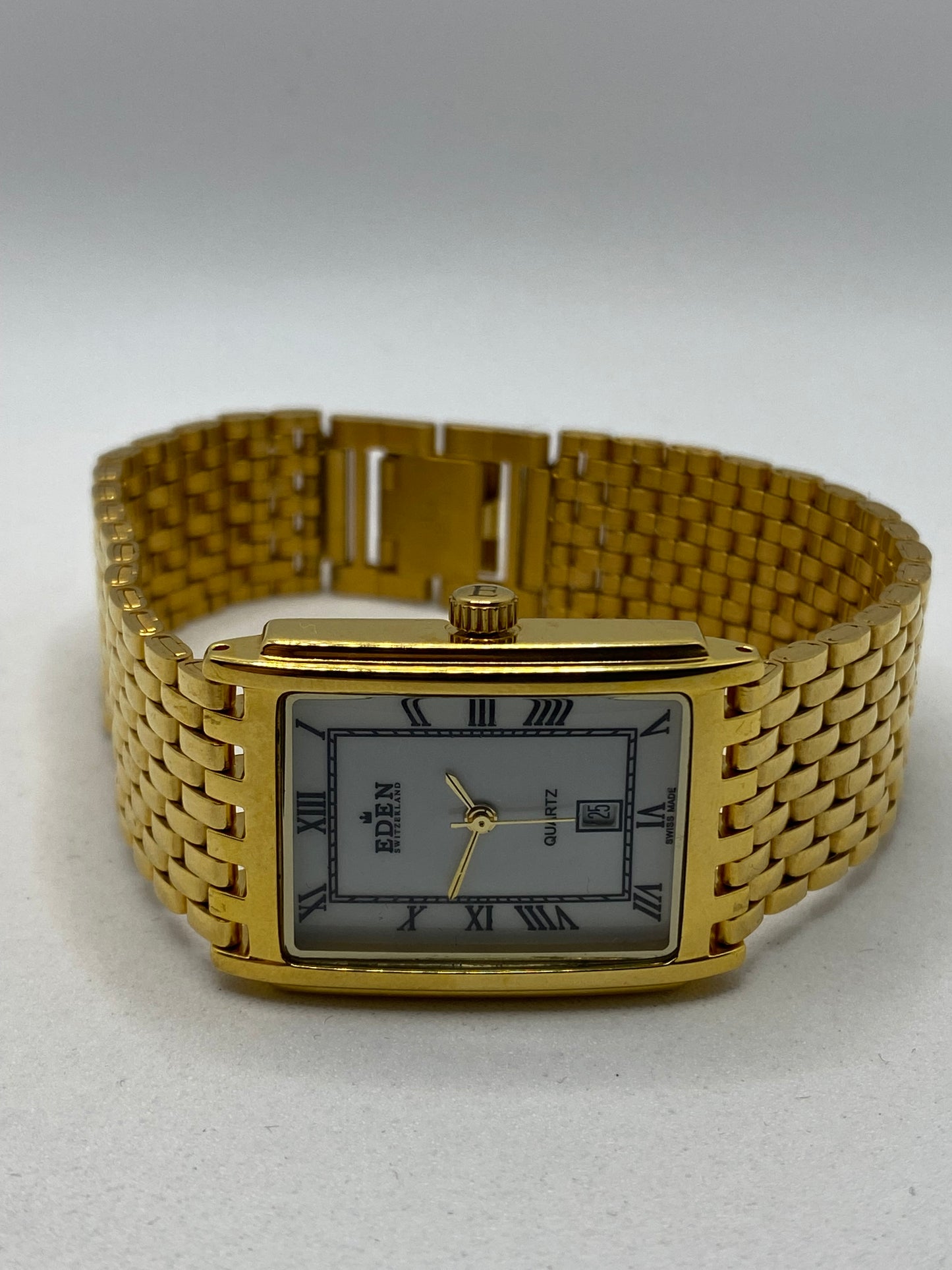 Eden Swiss Tank 14K Gold Plated Unisex Watch