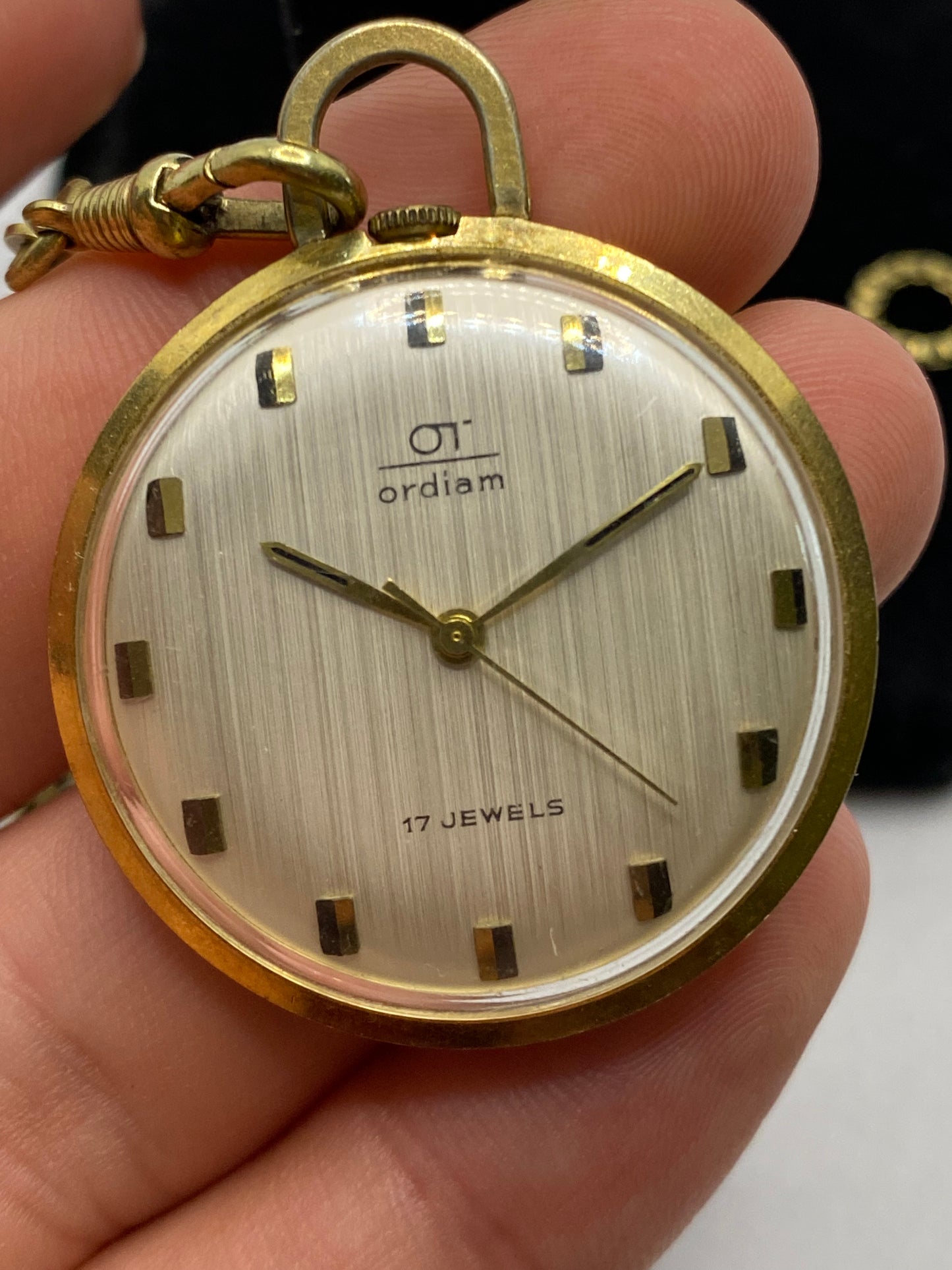 Ordiam 17 Jewels Gold Plated Pocket Watch